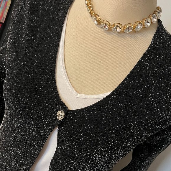 M STUDIO Sparkly Cardigan Size Small One Beautiful Button Long Sleeves - Picture 7 of 14